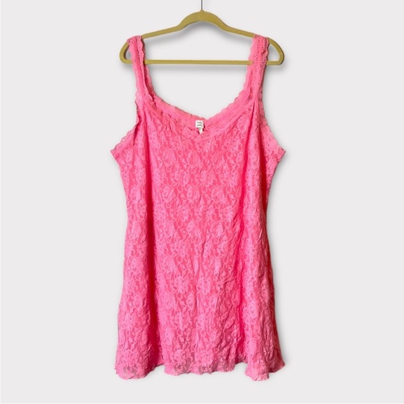Hanky Panky Pink Plus Size Signature Lace V-Neck Chemise Nightgown Dress Size 2X - Picture 1 of 6